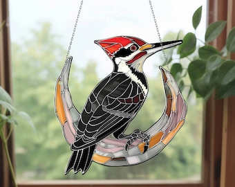 Pileated Woodpecker Bird, Woodpecker Acrylic Window Hanging, Woodpecker Wall Art, Bird lovers gift, gift for mom,Bird Nerds,Mothers day gift