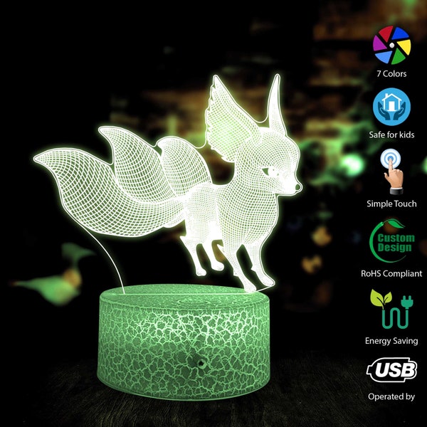 Bezauberndes Fuchs-LED-Nachtlicht, Illusion-Lampe mit Farbwechsel-Modi, USB-betrieben, sicher für Kinder, perfekt für Kinderzimmer-Dekor oder einzigartiges Geschenk