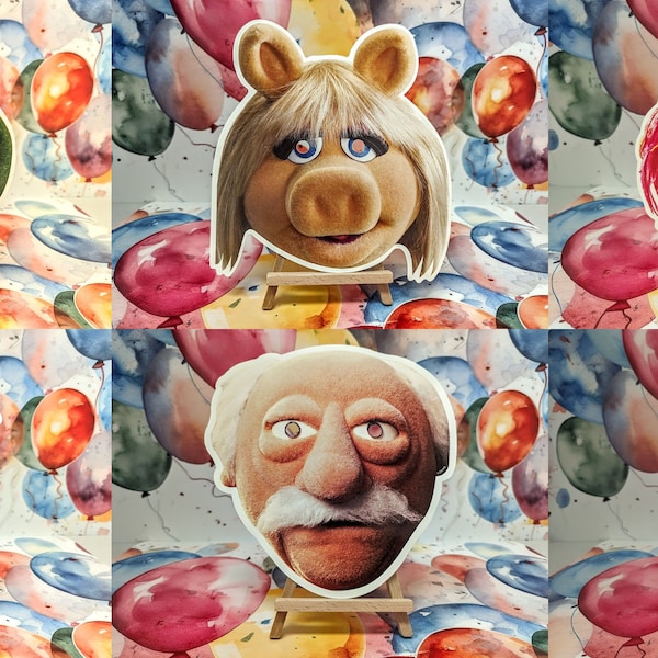 Máscaras de fiesta de tarjeta 2D de los Muppets - Paquete de seis - Miss Piggy, Kermit y sus amigos