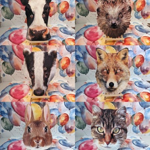 Máscaras de festa de animais britânicos - Pacote com seis variedades, incluindo uma máscara de texugo, raposa, vaca, ouriço, gato e coelho - Animal Party Fun