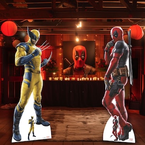 Recortes de cartón de Deadpool y Wolverine, decoraciones oficiales de Marvel, accesorios para fiestas, figuras de pie (elección de estilo)