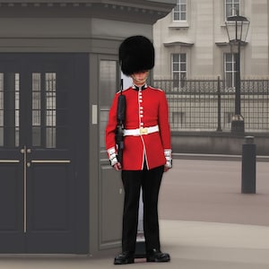 Découpe en carton Garde royale - Garde du palais de Buckingham - Parfait pour les événements royaux britanniques / Fête du couronnement du roi Charles
