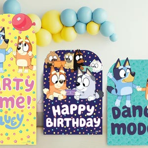 Recortes de papelão para cenário de festa azul, decorações oficiais licenciadas, adereços para standups - tema de feliz aniversário, pranchas de vela com tema de festa
