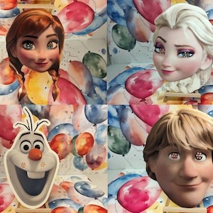 Frozen 2D-kaartfeestmaskers - Variety 4-pack Bevat Anna, Elsa, Kristoff en Olaf