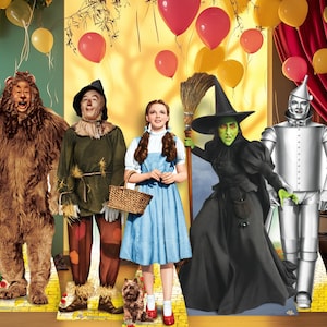 Recortes de papelão do Mágico de Oz, estandes oficiais licenciados, decorações, adereços para festas, standups (escolha de personagens, incluindo Dorothy e Homem de Lata)