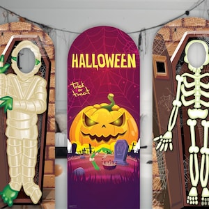 Kartonnen uitsnede Halloween-thema Stand-ins en feestachtergrond - grote spookachtige uitsnijdingen voor Halloween-feesten