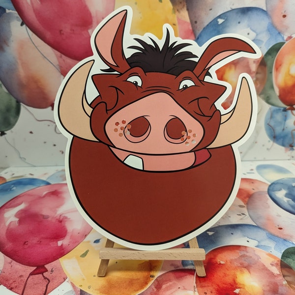 Pumbaa from The Lion King 2D Card Party Mask - Single Pack - Disney Cartoon Fancy Dress Up