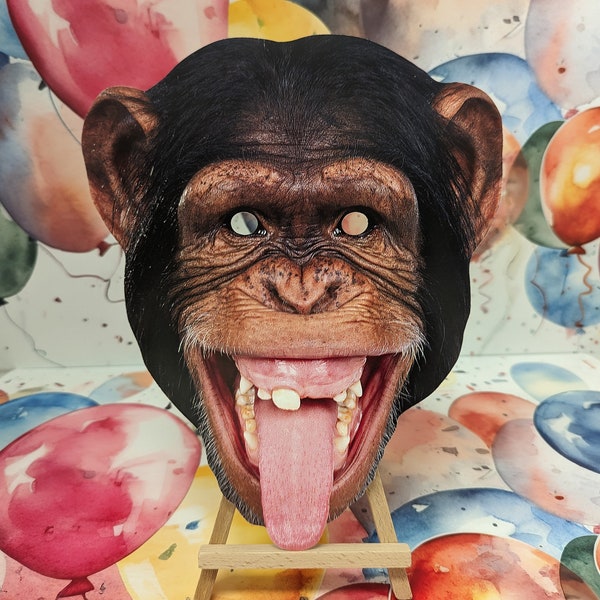 Chimpanzé 2D Animal Card Party Mask - Paquet unique - Singe Party Fun