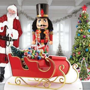 Sélection de découpes en carton sur le thème de Noël - Père Noël, traîneau, poupée casse-noisette et arbre de Noël décoration de voyageur debout accessoire de fête