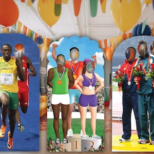 Atletismo Esportes Papelão Stand-in 2024 competição recorte standee decoração festa adereço standup 175 cm - 195 cm (escolha de estilo)
