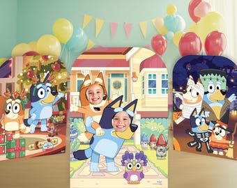 Bluey stand-in cardboard cutouts official licensed standees decorations props standups party and seasonal themes inc. Halloween & Christmas