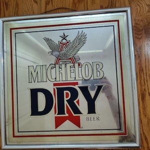 Miroir à bière publicitaire sec vintage Michelob de 1989