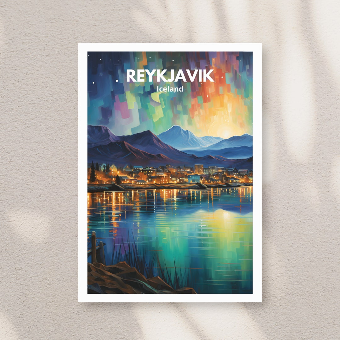 Reykjavik City Travel Print, Reykjavik Iceland Travel Poster Print