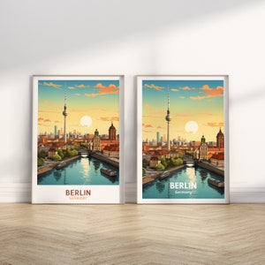 Impression de voyage dans la ville de Berlin, impression d'affiche de voyage à Berlin en Allemagne, art mural de la ville de Berlin, décoration murale de voyage à Berlin ID 006