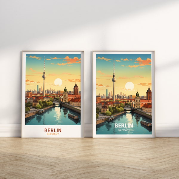 Berlin Stadt Reisedruck, Berlin Deutschland Reise Poster Druck, Berlin Stadtwandkunst, Berlin Reisewanddekor ID 006