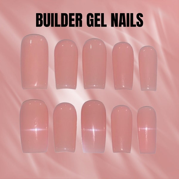 builder gel press on nails | bubble pink nails | soft pink press ons | luxury press on nails | high quality press on nail | press on nails