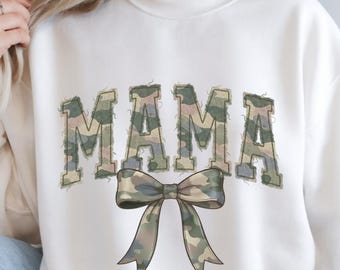 Camo Mama Bow PNG, Camoflauge, Mother Mom, Mama tshirt design, Sublimation design, Cottagecore Coquette, DTF, Retro Mama design