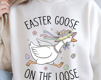 Easter Goose On The Loose PNG, Funny Goose Easter PNG, Sublimation design, Easter Cottagecore Png, DTF, Cute easter design