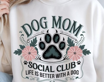 Dog Mom PNG, Dog Mom social club PNG, Mom Life, Mom Mama Shirt, Sublimation design, Coquette Cross, DTF, pod, Pet Mom, Fur Baby