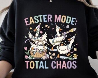 Goose Easter Mode Total Chaos PNG, Funny Goose Easter PNG, Sublimation design, Easter Cottagecore Png, DTF, Cute easter design