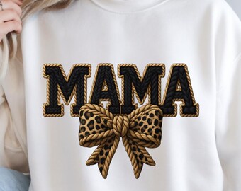 Leopard Mama Bow PNG, Coquette Retro Mama, Mother Mom, Mama tshirt design, Sublimation design, Animal Print Coquette, DTF, Retro Mama design