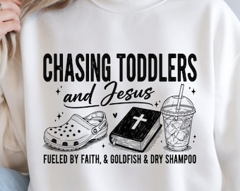 Fueled By Faith PNG, Chasing toddlers and Jesus PNG, Mom Life, Funny Mom Coffee, Sublimation design, Coquette Bow Cross, DTF, pod