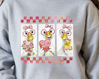 Best Mom Goose PNG, Cute Mother Goose, Mothers Day, Sublimation design, Cottagecore Coquette, DTF, Geese Goose floral design