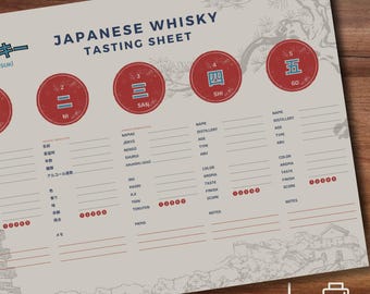 Japanese Whisky Tasting Sheet | Fun Alternative to a Night Out | Printable Whisky Experience | Instant Download