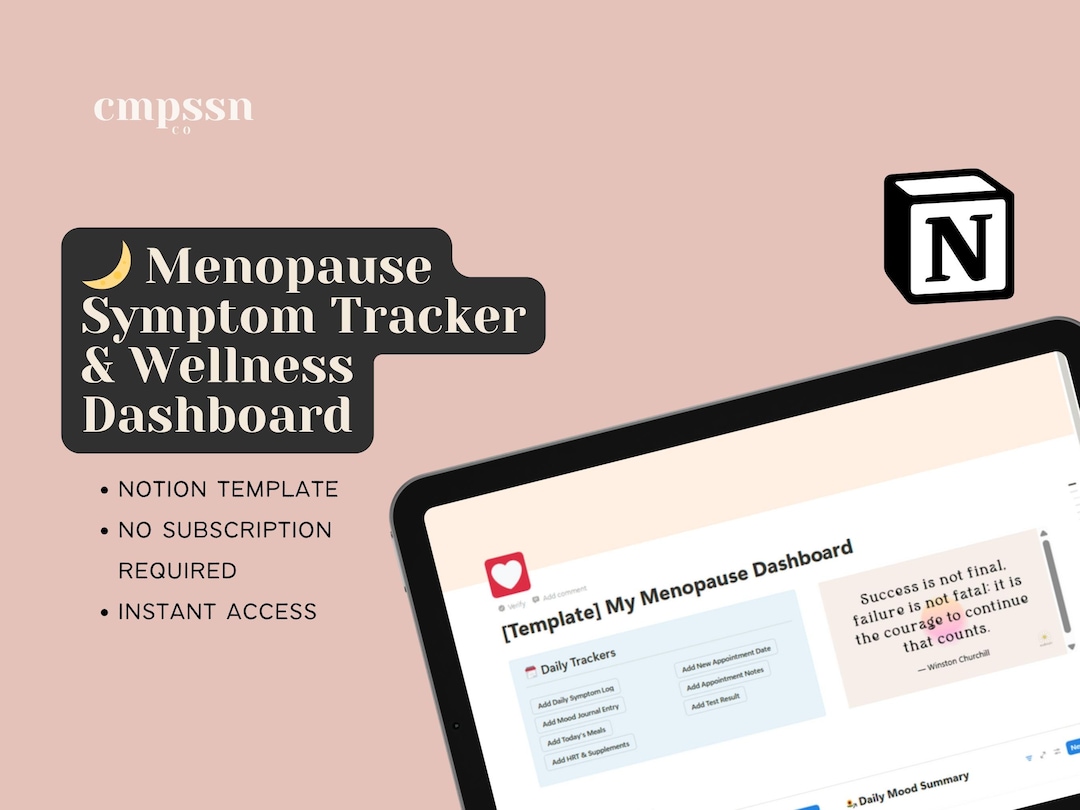 Menopause Symptom Tracker & Wellness Digital Notion Tracker for Mood ...