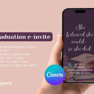 Boho Floral Graduation Invitation | Editable Digital Invite | Class of 2025 E-Invite Template | Graduation Party Evite | Instant Download