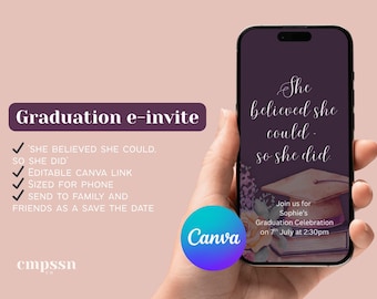 Boho Floral Graduation Invitation | Editable Digital Invite | Class of 2025 E-Invite Template | Graduation Party Evite | Instant Download