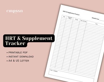 HRT und Ergänzung täglicher Tracker | 1-seitiges druckbares PDF | Monatliches Menopause Medikament Tagebuch | Menstruationsgesundheit Journal | Sofort Download
