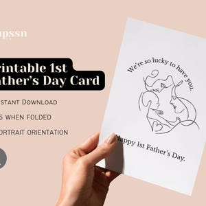 Primeiro cartão de Dia dos Pais para marido | Cartão para novo pai para imprimir | 1º presente de Dia dos Pais da esposa, namorada e parceira | Download digital