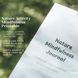 Printable Nature Journal Mindfulness Activity for Adults | Outdoor Self-Care Journal Pages | Mental Wellness Nature Walk Prompts | PDF
