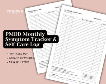 PMDD symptom tracker & self-caretägliches Tagebuch für monatliche Zyklusverfolgung | Druckbare PDF | Minimal Luteal Phase Planer | Hormonzyklus Journal