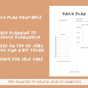 Daily Printable Planner, Cute Minimal ADHD Adult Planner Printable, To Do List Productivity Planner, Digital, PDF Download, A4