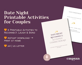 Couples Date Night Printable Activity Worksheets | Fun Marriage Relationship Activities  | Romantic Game for Couples | Instant Download PDF