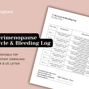 Perimenopause Cycle & Bleeding Log Printable | Weekly Hormone Tracker | Menstrual Symptom Journal | PDF Instant Download