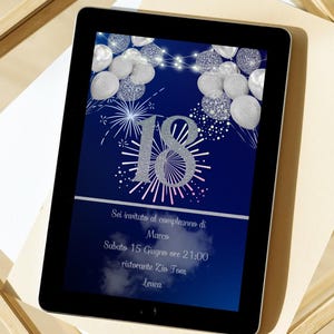 Anniversaire numérique sur invitation, invitation numérique, invitation d'anniversaire, modèle numérique, cadeau d'anniversaire, numérique sur invitation, 18 ans, anniversaire