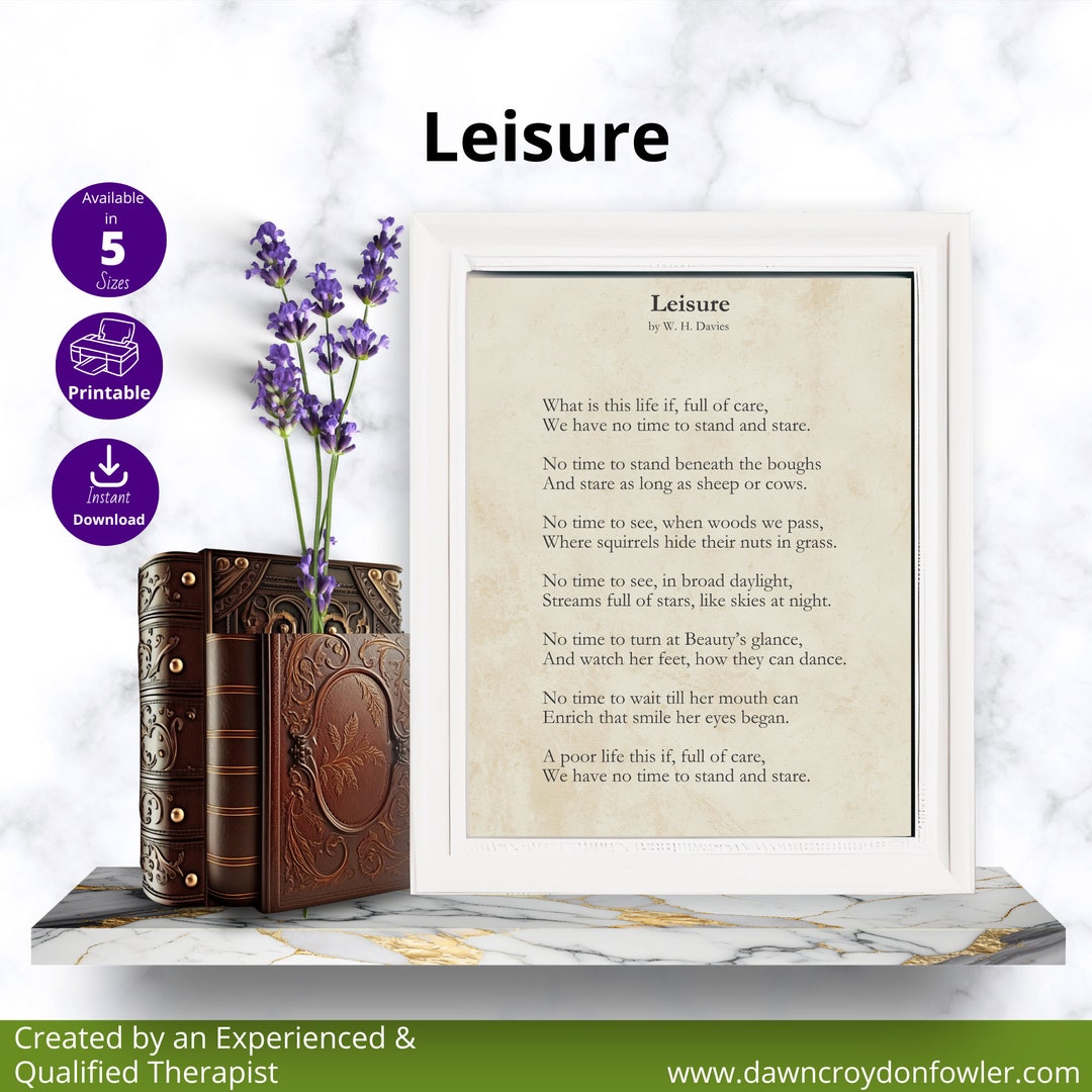 Poem Leisure by W. H. Davies Printable Poem Meaningful Etsy