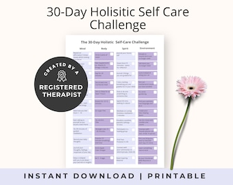 30-Day Self Care Challenge Printable, Holistic Wellness Planner (PDF Download A4/US Letter Sizes)