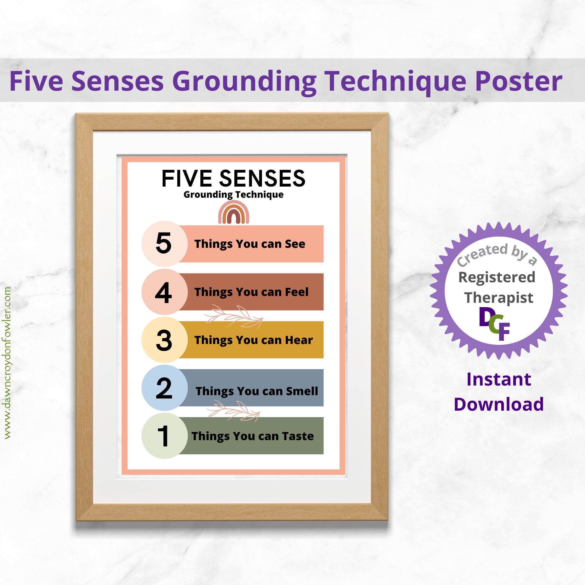 Five Senses Grounding Technique Poster Dbt Coping Skills, 60% OFF