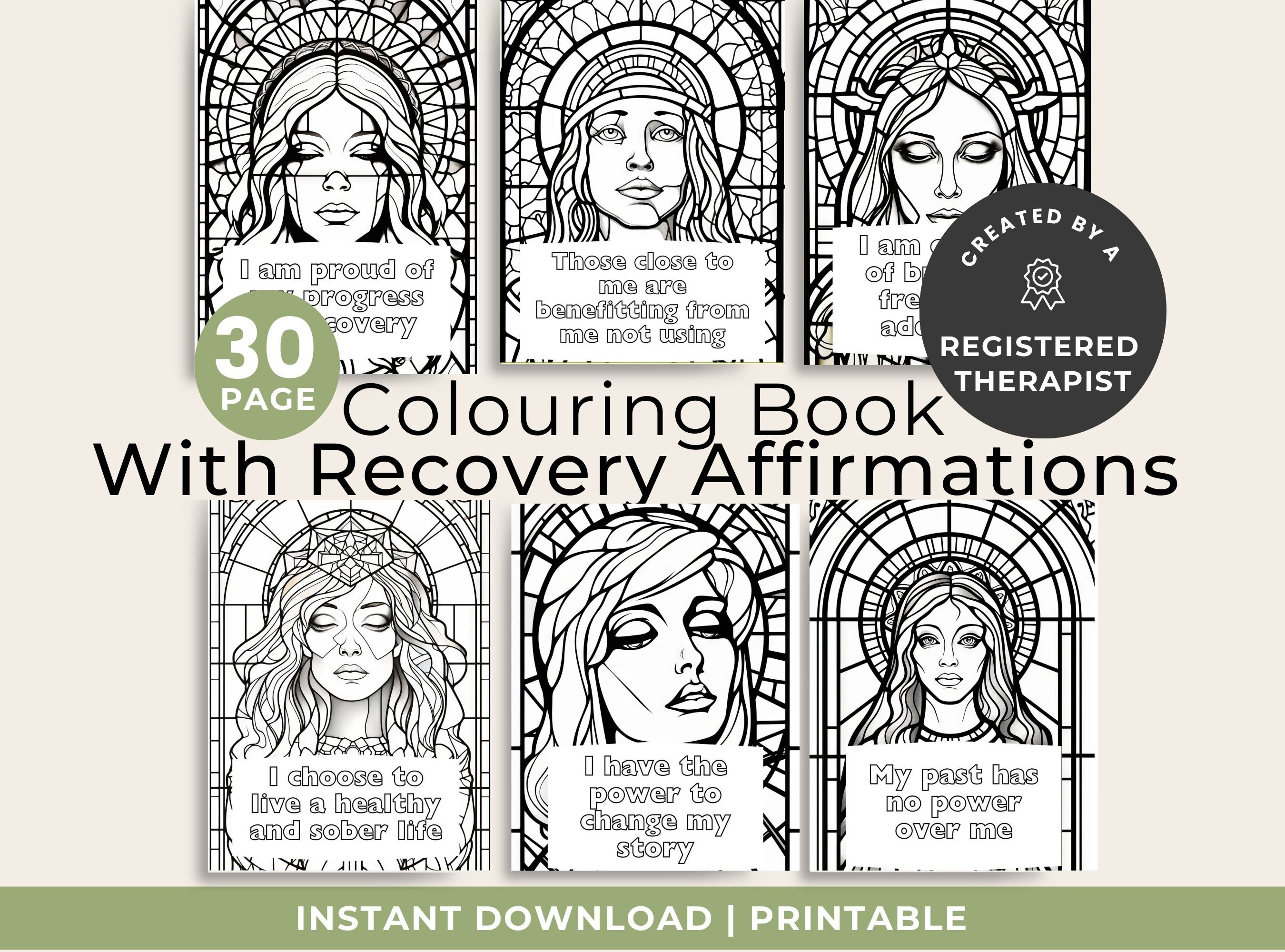 Addiction Recovery Coloring Pages, Stain Glass Sobriety Art Tool, 30 ...