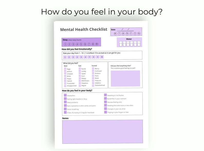 Well Being Checklist.pdf Mental Health Checklist for Adults, Mental Health and Disorders ...
