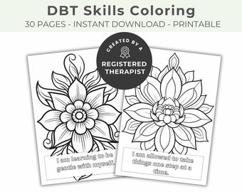 Trauma Affirmations Mandala Coloring Book, DBT Skills, Mindfulness (Digital Download)
