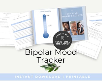 Seguimiento del estado de ánimo bipolar en formato PDF imprimible, diario de salud mental en formato PDF, diario de depresión maníaca, trastorno de estrés postraumático complejo, desregulación emocional en formato PDF imprimible