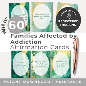 Cartes d'affirmation pour aider une personne atteinte de toxicomanie, alcooliques anonymes pour les membres de la famille, outil de récupération Al anon, téléchargement numérique