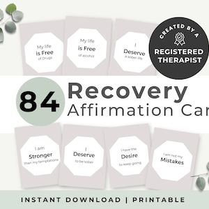 Affirmationskarten zur Sucht, Sucht-Recovery-Karten, Sucht-Recovery-Karten, digitaler Download, Nüchternheitsgeschenke - Achtsamkeitspraxis, CBT-Technik