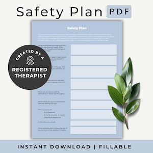 Crisis Safety Plan Sheets, Suicide Prevention Kit, Mental Health Printable PDF, Risk Management in Healthcare, Feeling low Depressed,