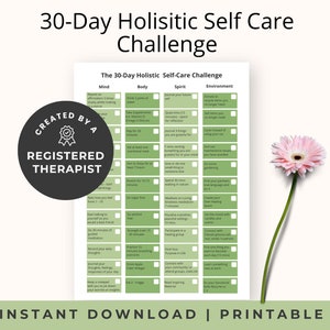 30-Day Self Care Challenge, Mental Health Self Care Activity Worksheets, Stress Management Printable, Self-Care Activity Worksheets